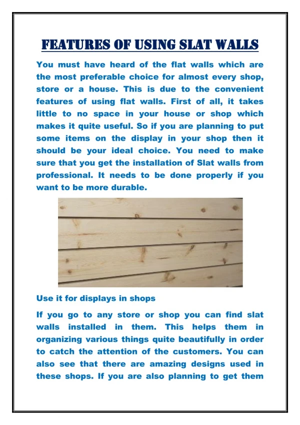 Features of Using Slat Walls