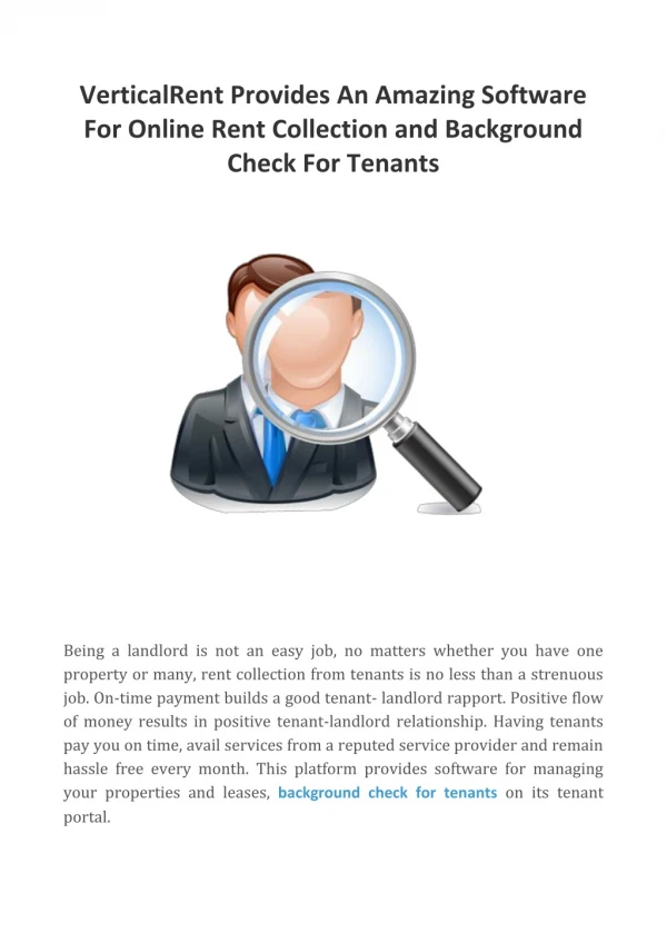VerticalRent Provides An Amazing Software For Online Rent Collection and Background Check For Tenants