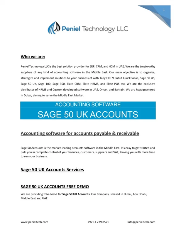 Sage 50 uk Dealer in Dubai, UAE - Peniel Tech