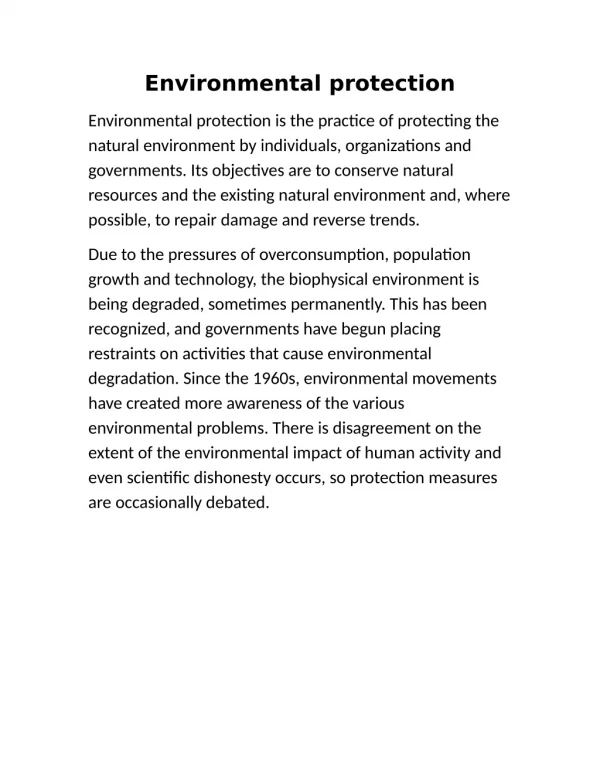 Environmental Protection