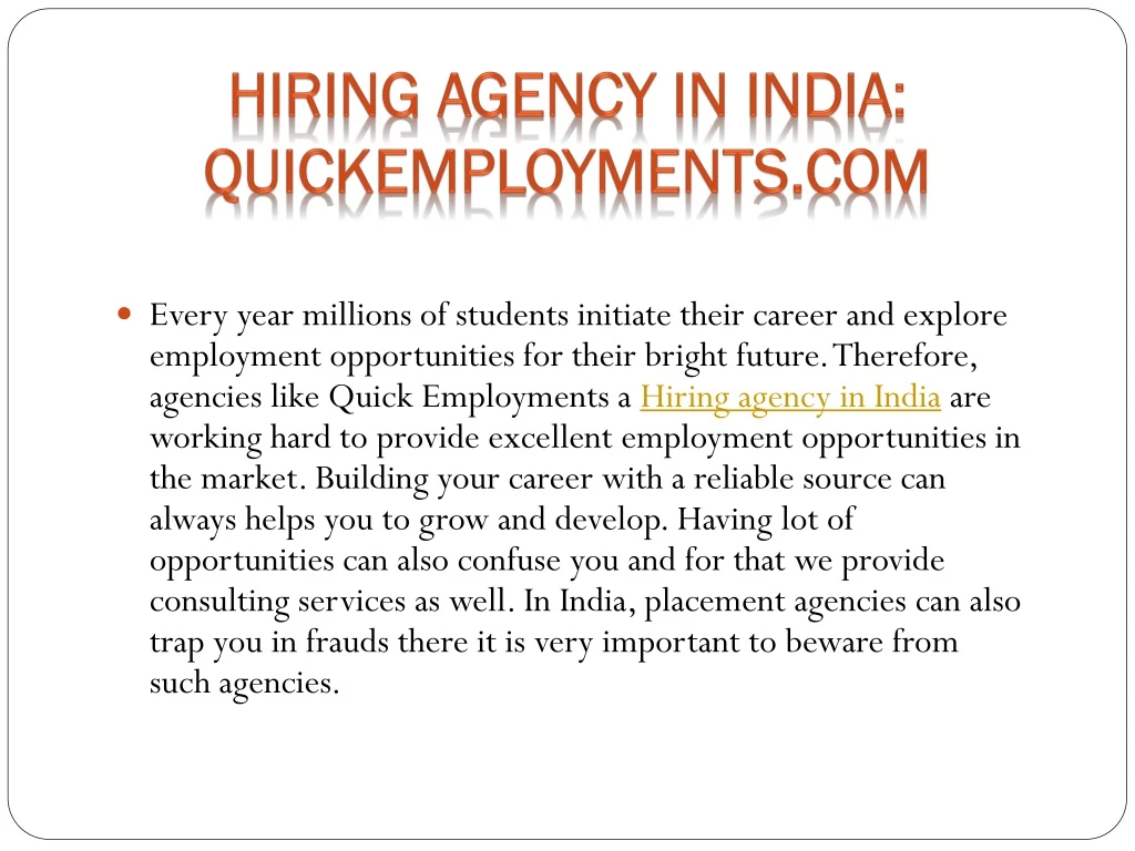 hiring agency in india quickemployments com