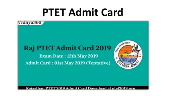 Download PTET Admit Card 2019 - Raj PTET & Pre B.Ed Hall Ticket/?????? ????