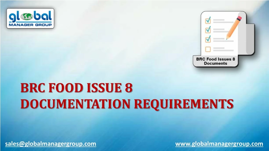 brc food issue 8 documentation requirements