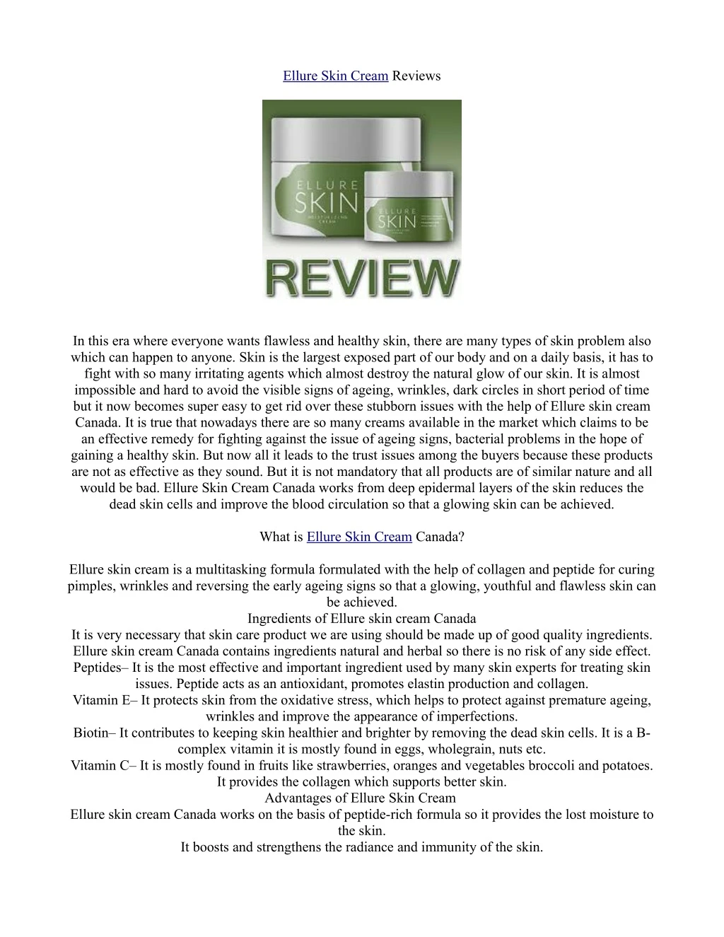 ellure skin cream reviews