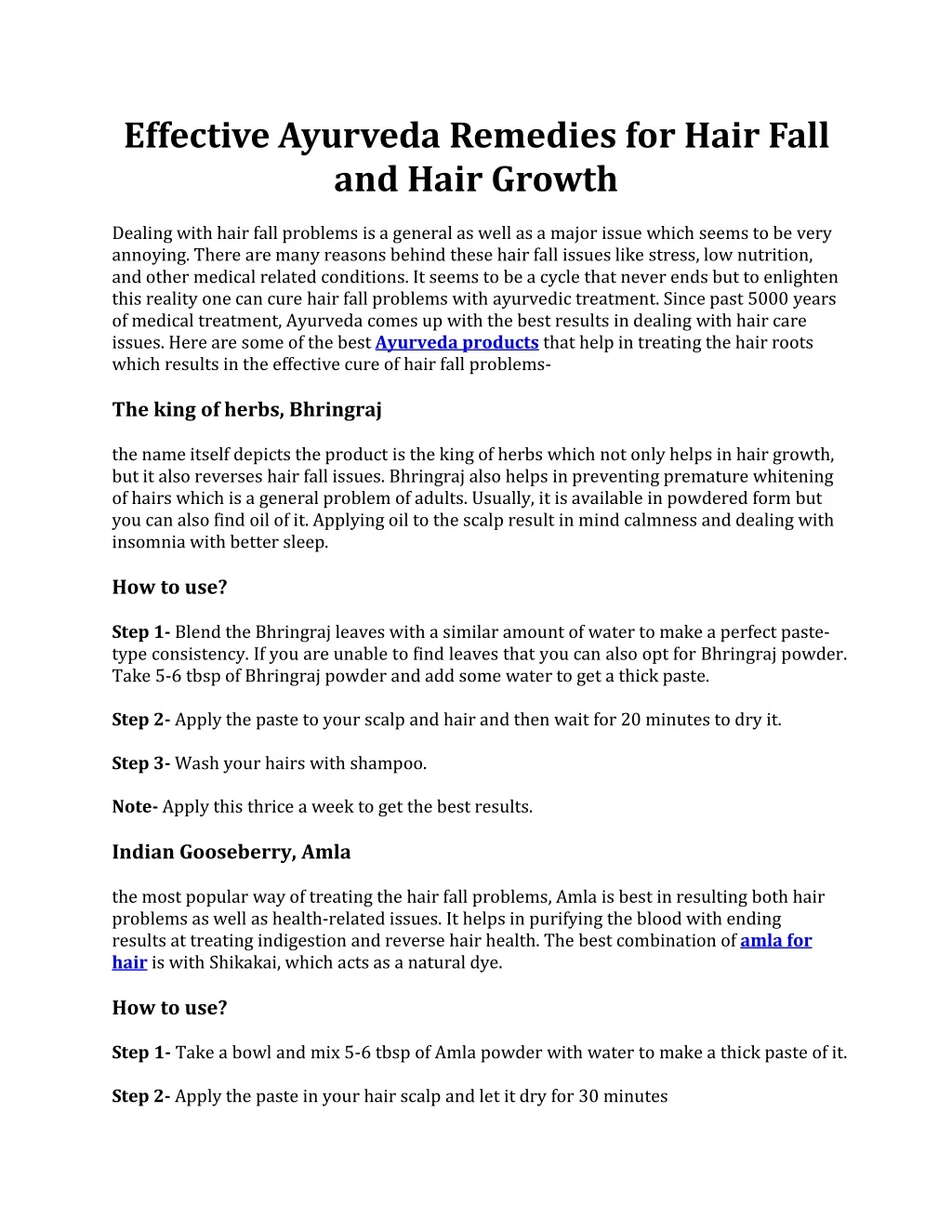 effective ayurveda remedies for hair fall