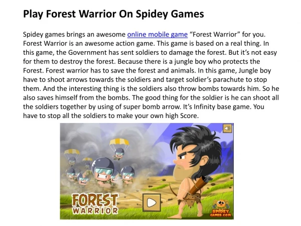 Play Forest Warrior on Spidey Games