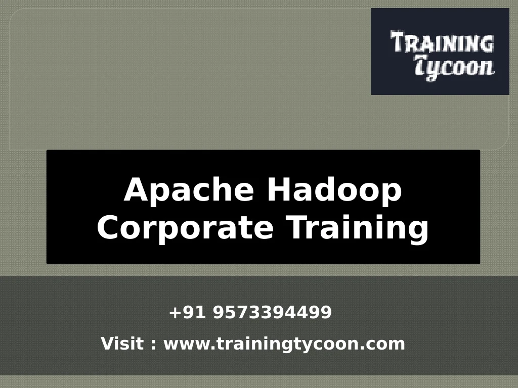 apache hadoop corporate training