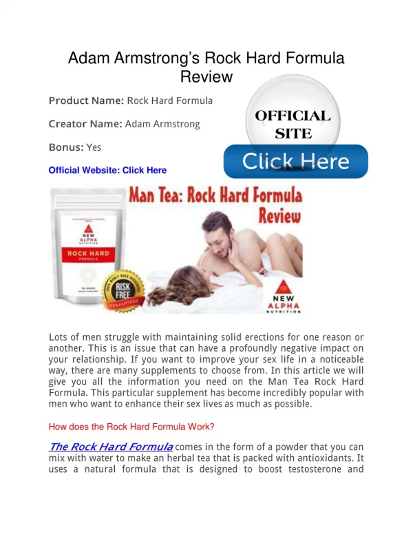 Adam Armstrong’s Rock Hard Formula Free PDF Download