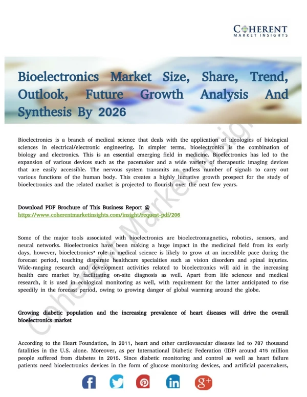 Bioelectronics Market Lucrative Opportunities In Technology