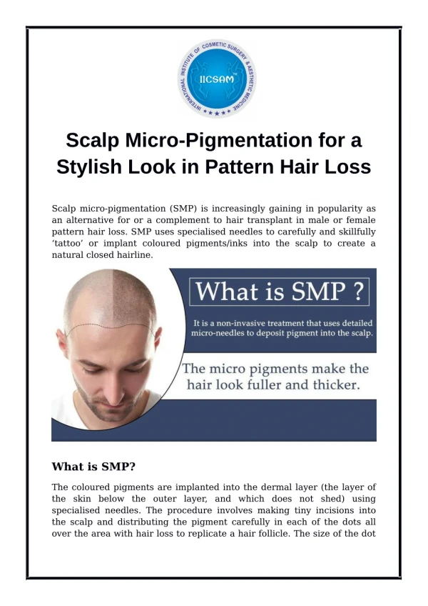 Scalp Micro-Pigmentation for a Stylish Look in Pattern Hair Loss