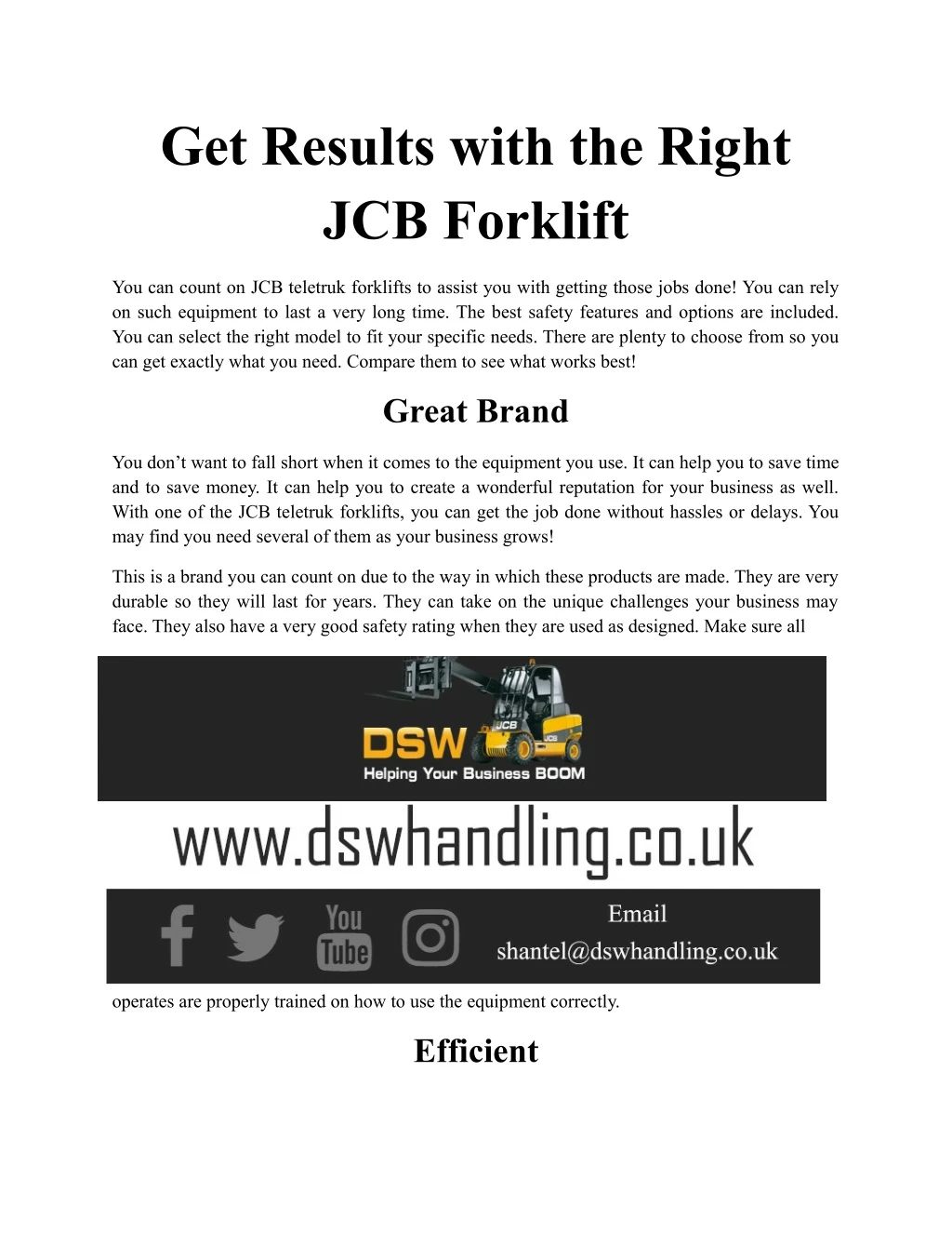 get results with the right jcb forklift