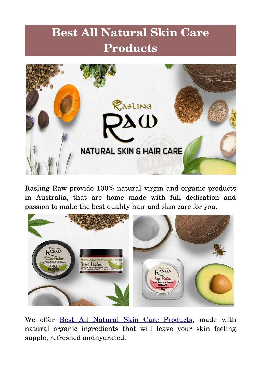 best all natural skin care products
