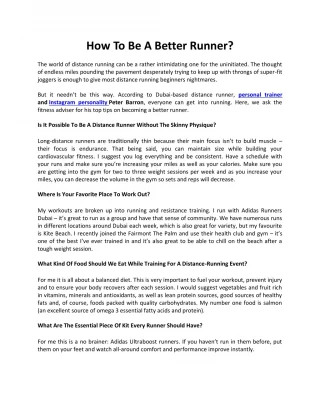 How To Be A Better Runner? - slide 1