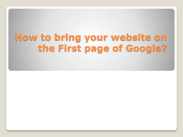 How to bring your website on the First