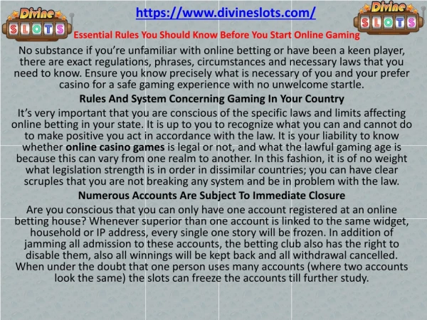 Essential Rules You Should Know Before You Start Online Gaming