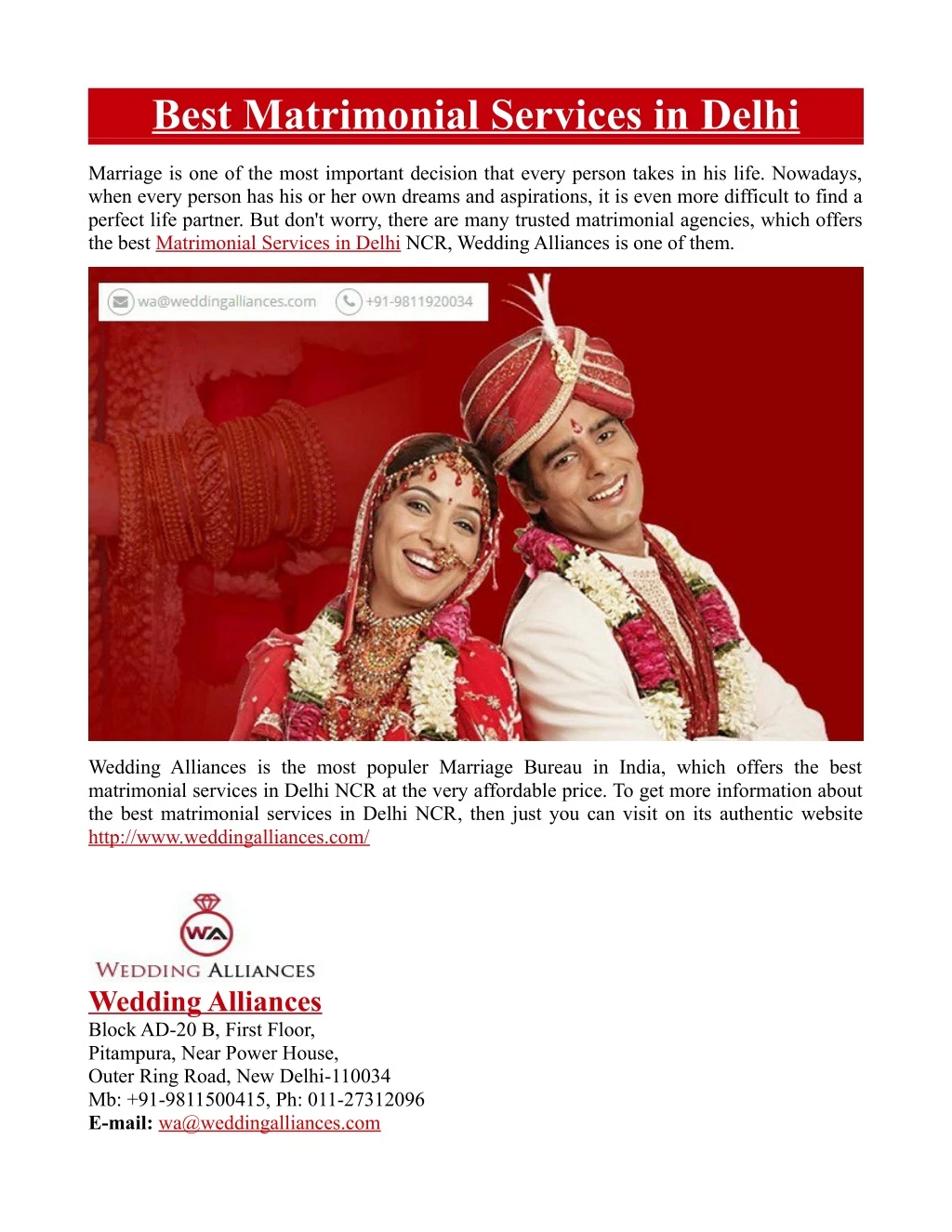 best matrimonial services in delhi