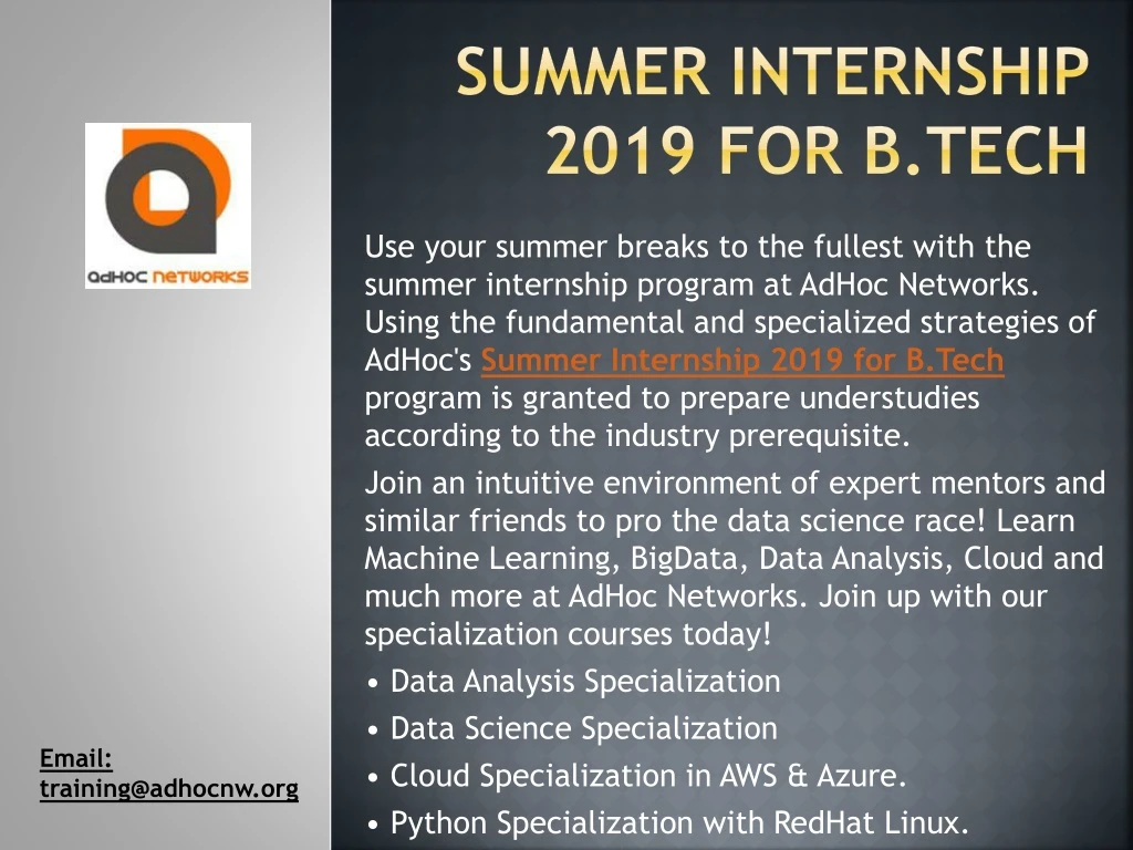 summer internship 2019 for b tech
