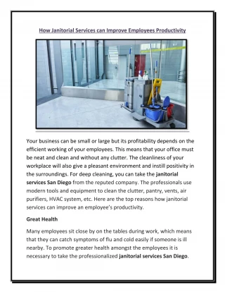 How Janitorial Services can Improve Employees Productivity - slide 1