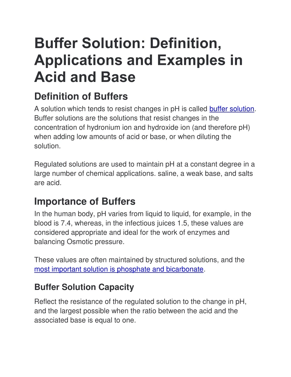 buffer solution definition applications