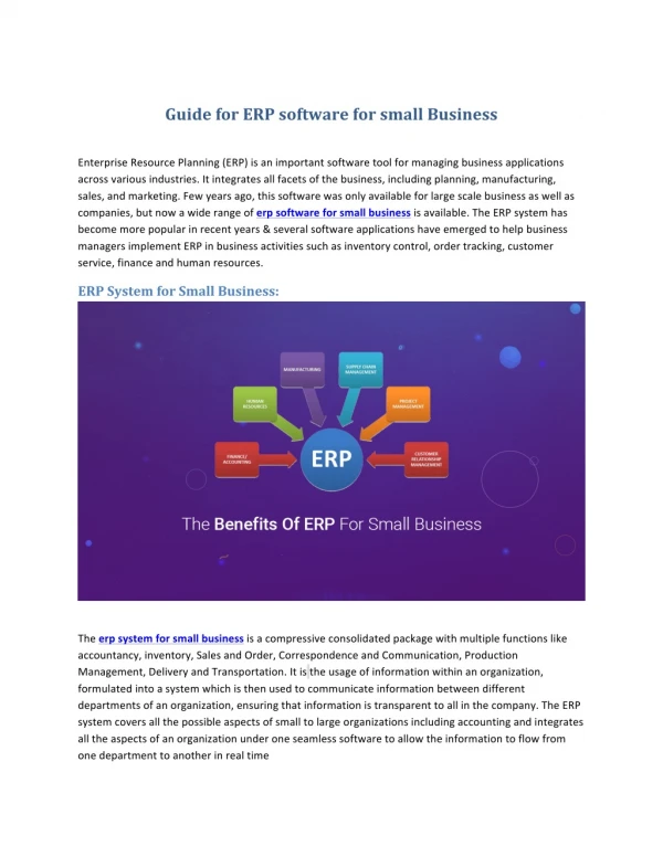 Guide for erp software for small business