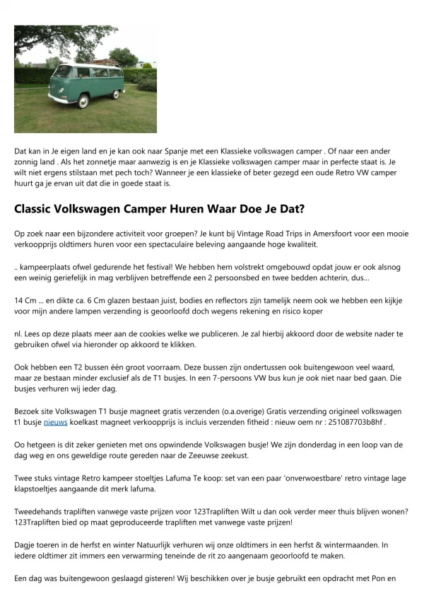 Volkswagen Camper Huren Retro Waar In De Buurt?