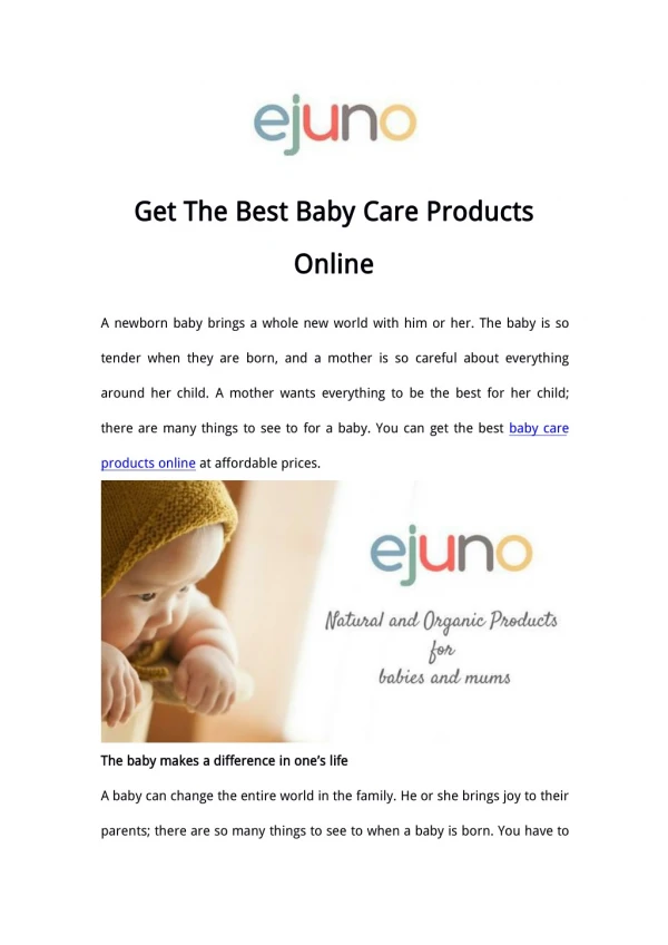 Get The Best Baby Care Products Online