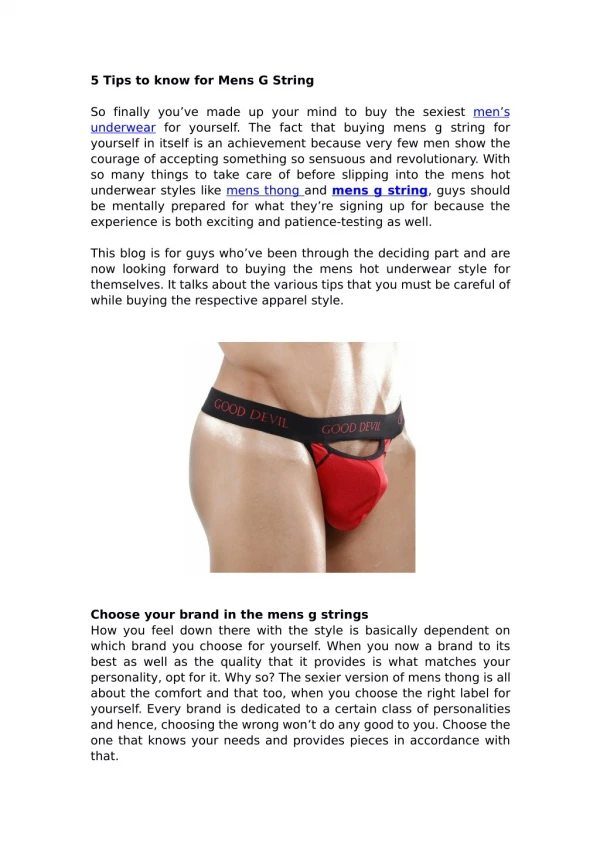 5 Tips to know for Mens G String