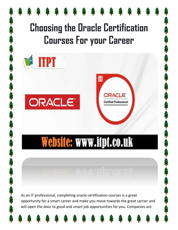 Choosing the Oracle Certification Courses for your Career