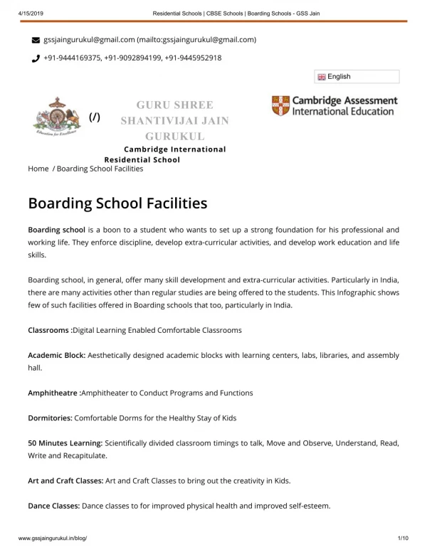 Boarding School Facilities -GSS