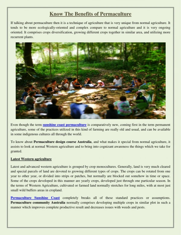 Know The Benefits of Permaculture