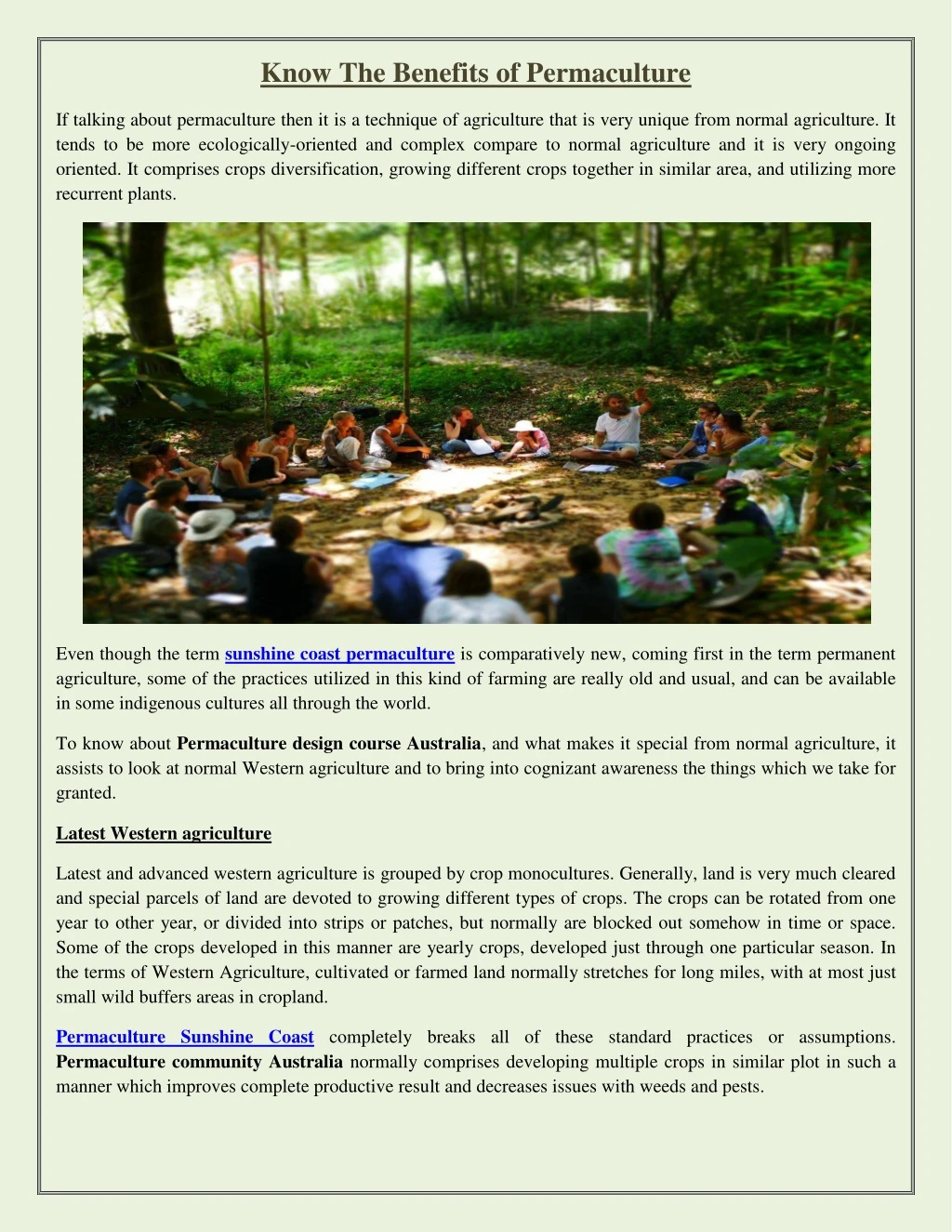 know the benefits of permaculture