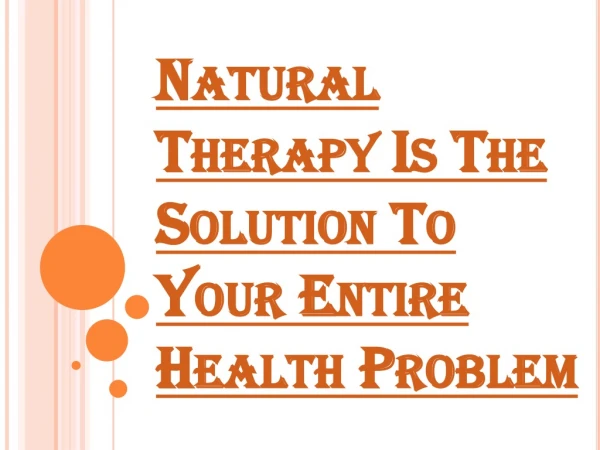 Solution of All Health Problems - Natural Therapy