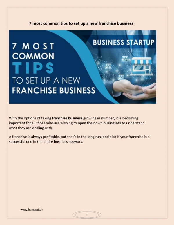 7 most common tips to set up a new franchise business