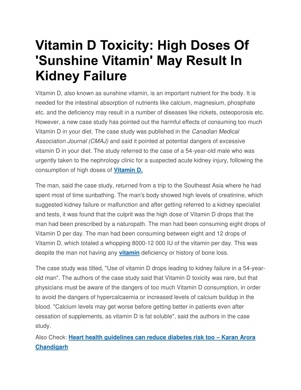 vitamin d toxicity high doses of sunshine vitamin