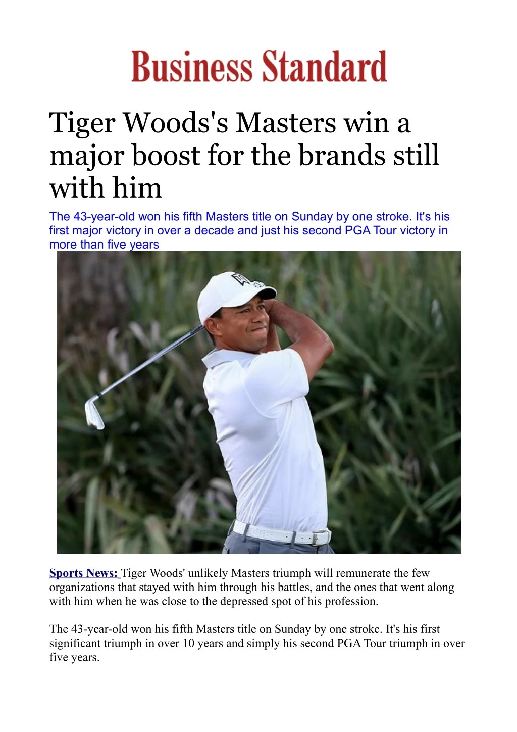 tiger woods s masters win a major boost