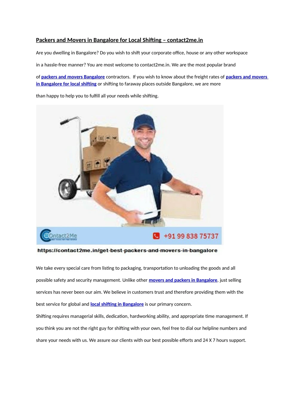 packers and movers in bangalore for local