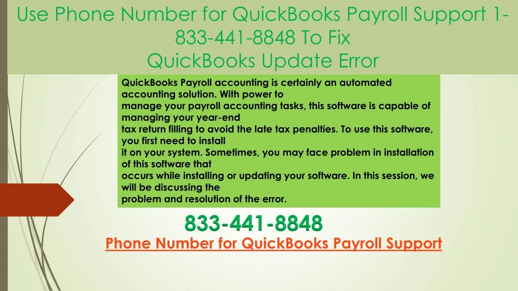 use phone number for quickbooks payroll support