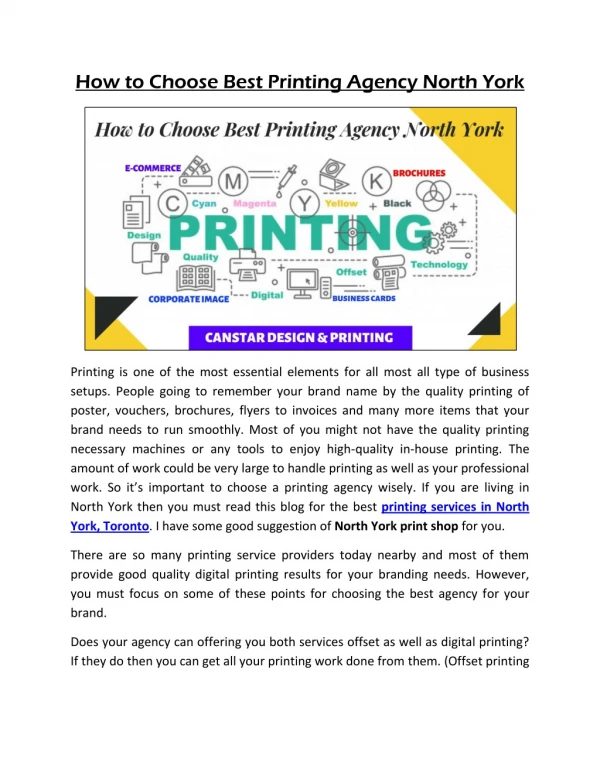 Tips to Choose Best Printing Agency North York | North York Print Shop