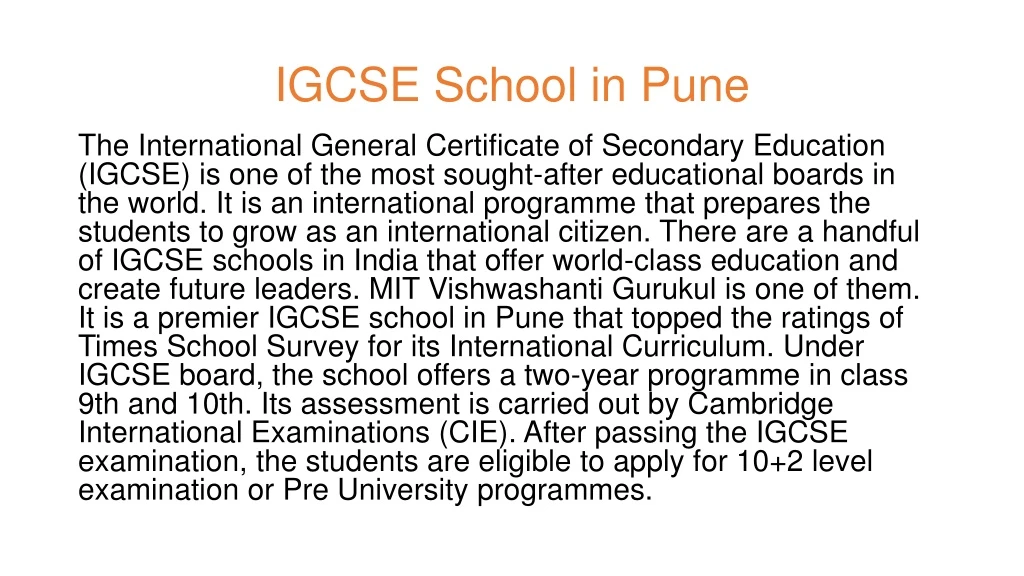 igcse school in pune