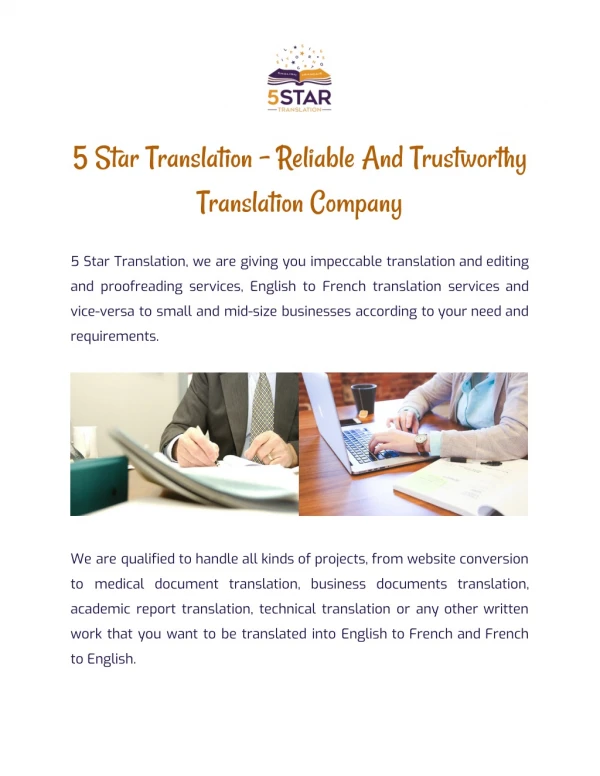 5 Star Translation - Reliable And Trustworthy Translation Company