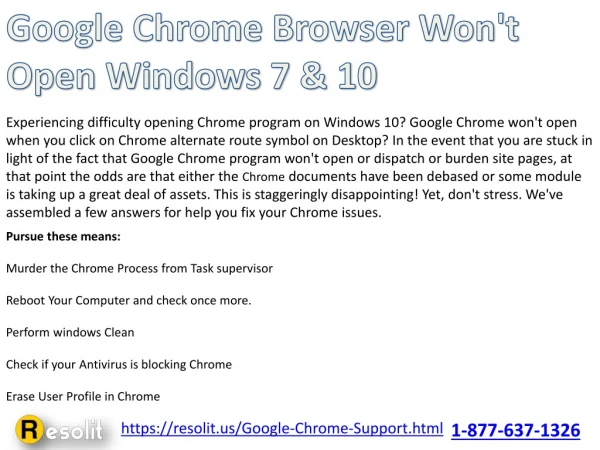 Google Chrome Browser Won't Open Windows 7 & 10