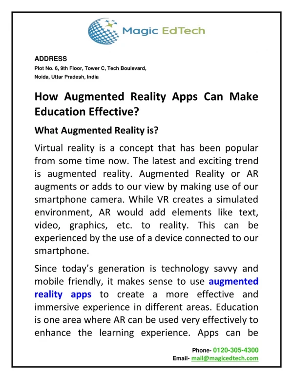 How Augmented Reality Apps Can Make Education Effective?