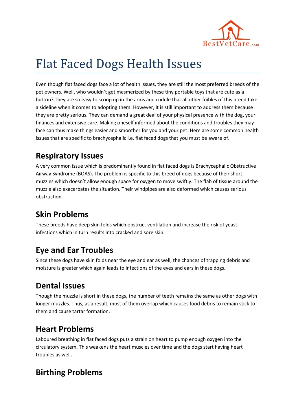 flat faced dogs health issues