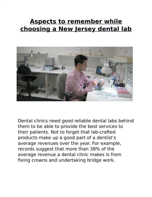 Aspects to remember while choosing a New Jersey dental lab
