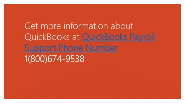 QuickBooks Payroll Support Phone Number 1(8oo)674-9538