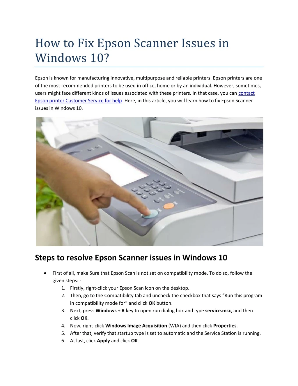 how to fix epson scanner issues in windows 10