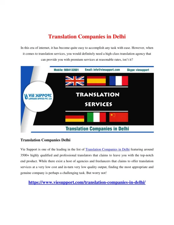 Translation Companies in Delhi