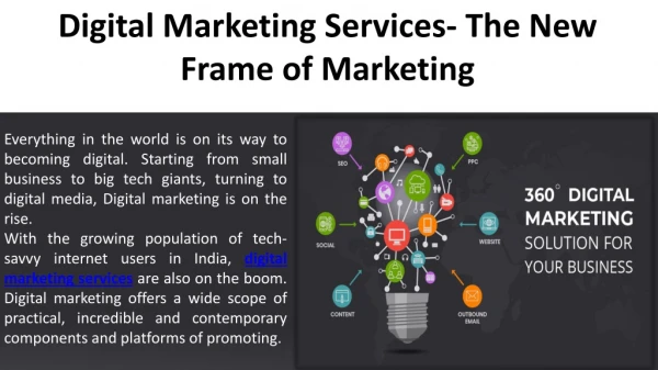 Digital Marketing Services- The New Frame of Marketing