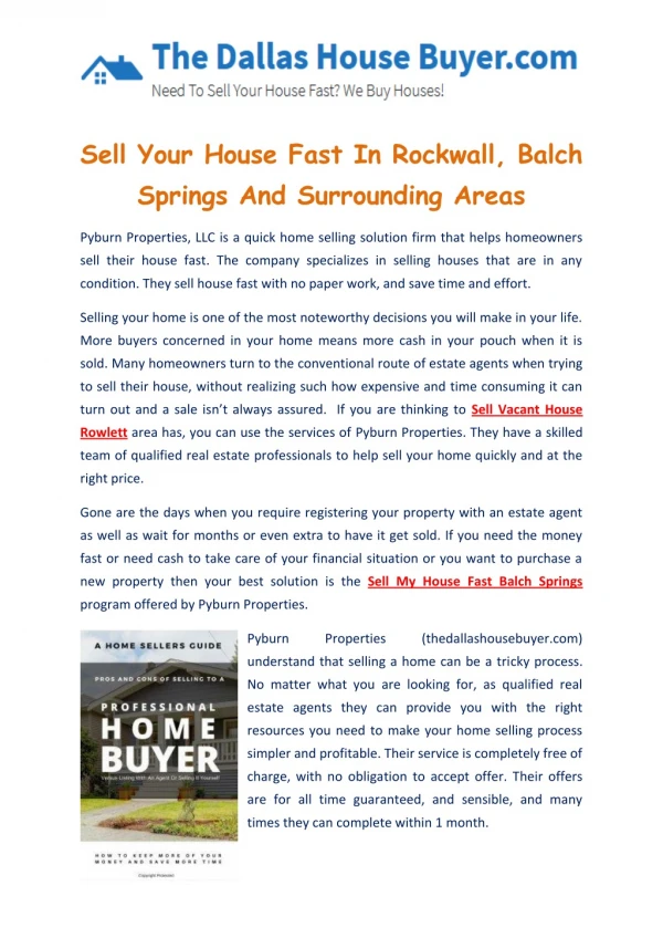 Sell Your House Fast In Rockwall - Thedallashousebuyer.com
