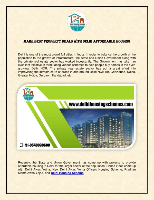 Make best property deals with Delhi Affordable Housing